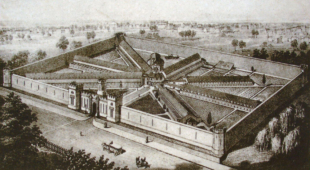 Eastern State Prison Drawing, Aerial View
